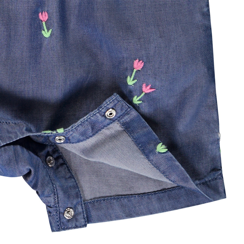 Mono con charlota de tela bordada de flores para bebé niña 