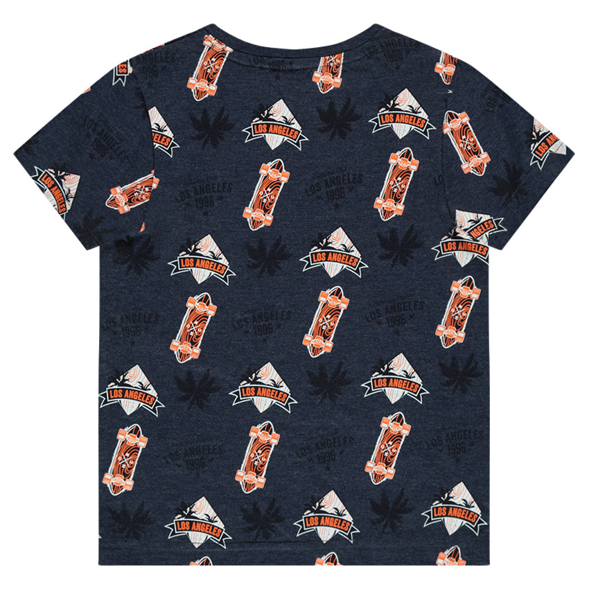 Camiseta de manga corta de punto con estampado all-over 