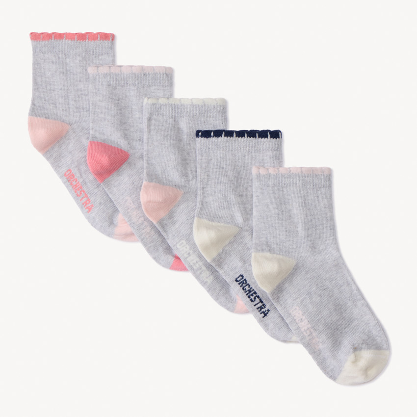 Pack de 5 pares de calcetines cortos con detalles coloridos para niña 