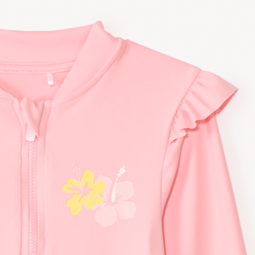 Combinaison de baño anti-UV rosa para niña bebé 
