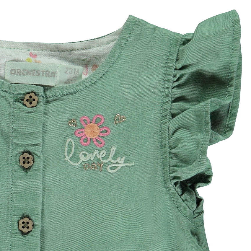 Combishort liso con cinturón estampado para bebé niña 