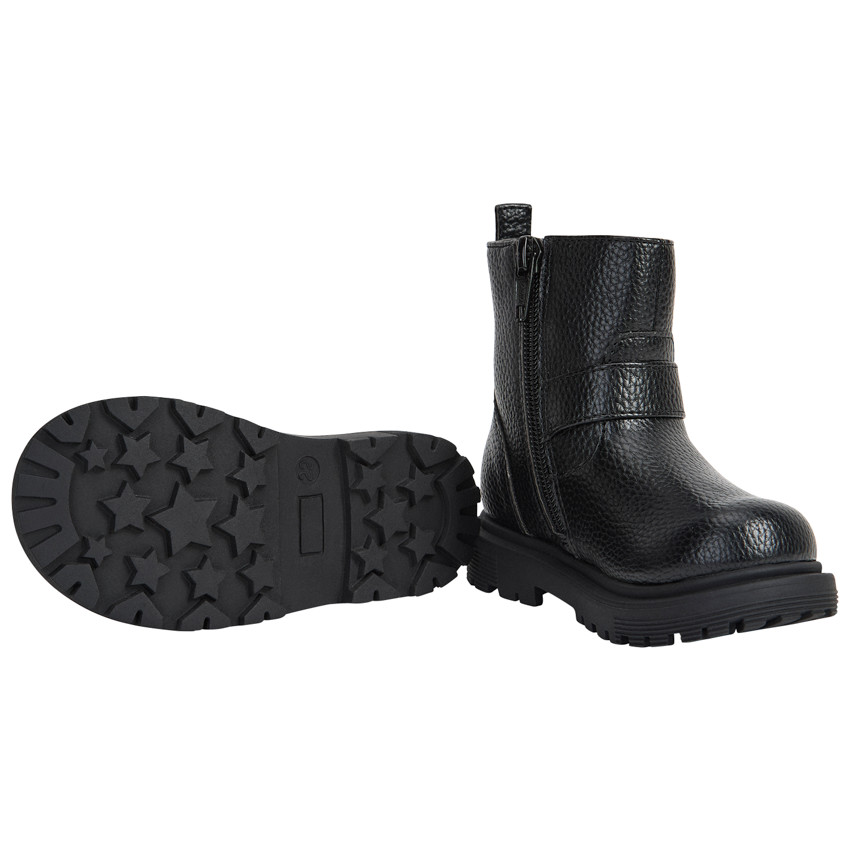 Botines de efecto cuero con hebilla y estampado de corazones para bebé niña 