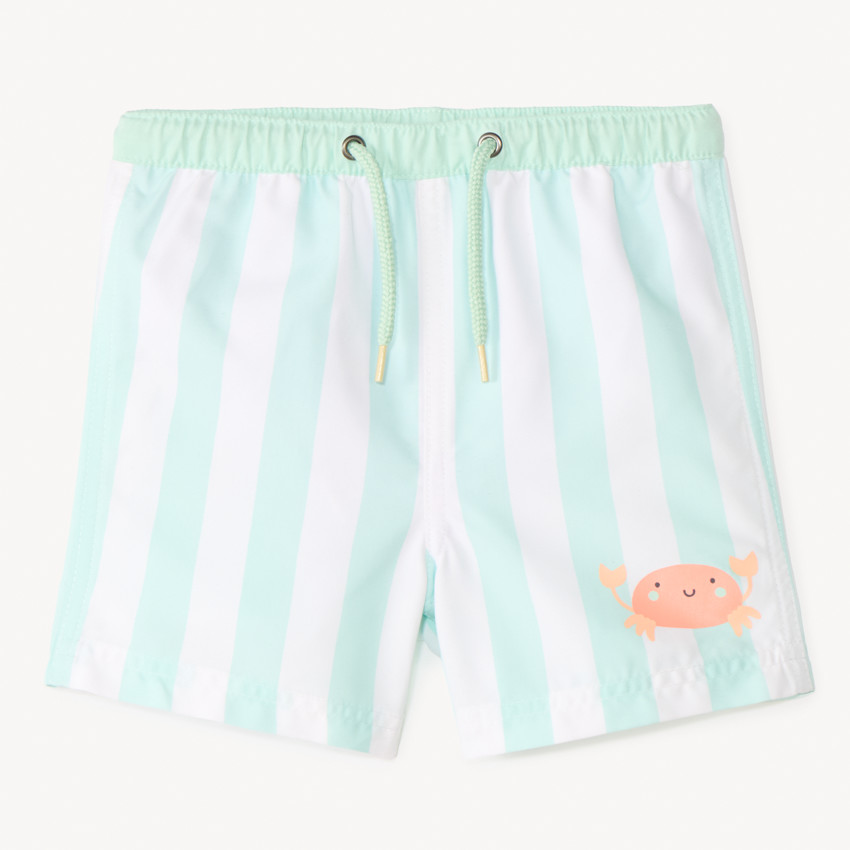 Bañador de rayas con estampado de cangrejo para bebé niño 