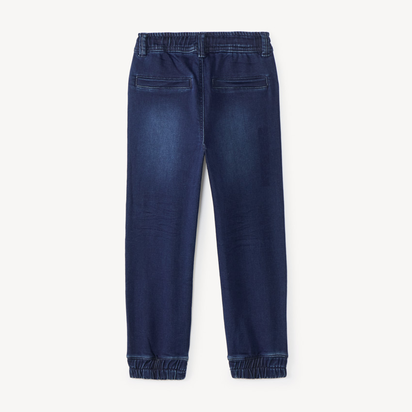 Pantalón jogger estilo jean de denim con cintura y tobillos en rib niño 