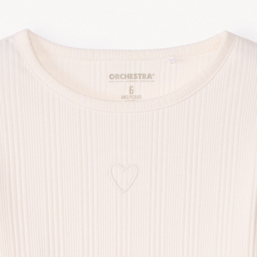 Camiseta de manga larga con corazón bordado para niña 