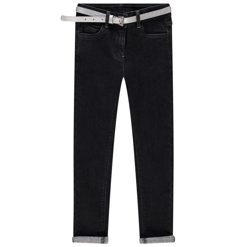 Jean slim con cinturón desmontable para niña 