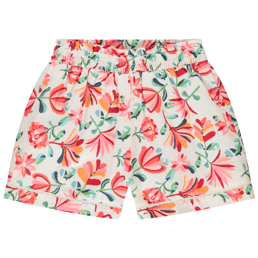 Short estampado floral con encaje día escala para niña 