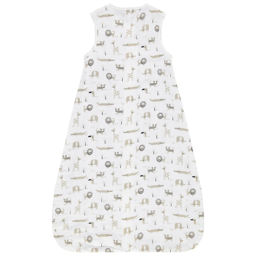 saco de dormir sin mangas en algodon bio estampado animales de la jungla 