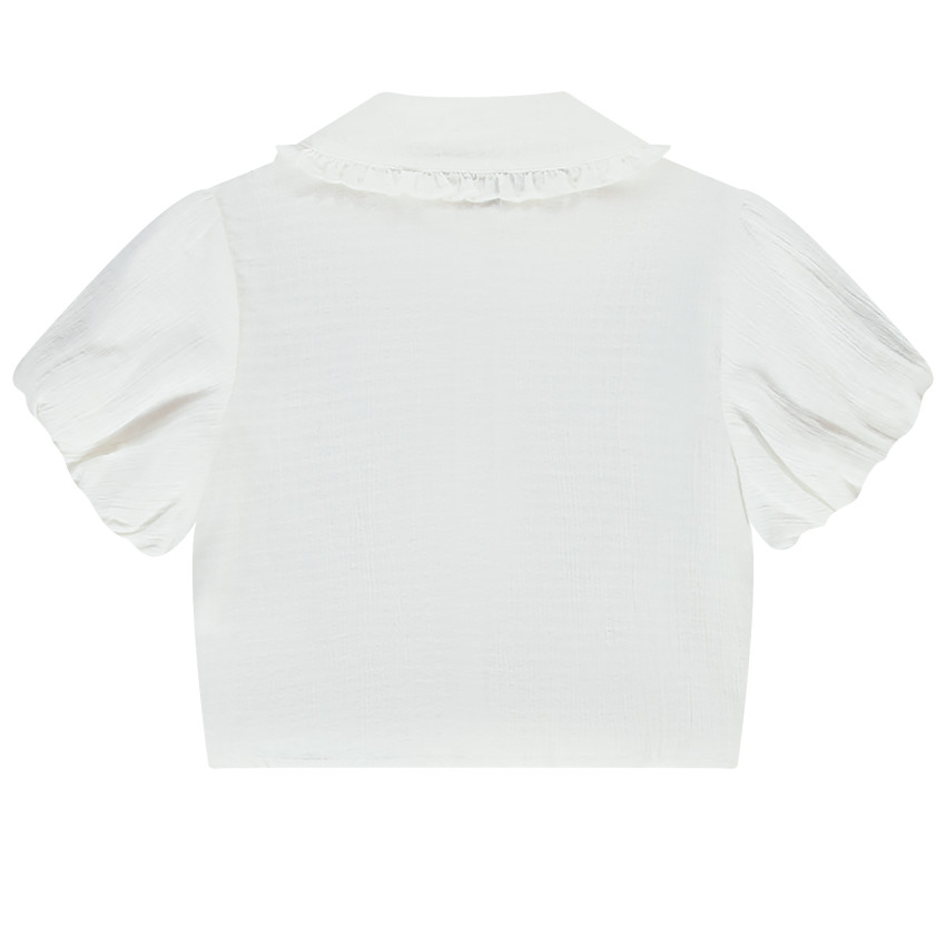 Camisa de manga corta con cuello bordado para niña 