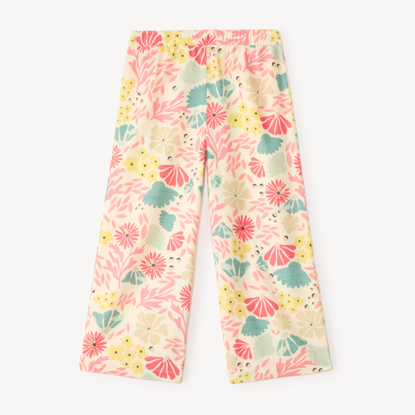 Pantalón fluido de tela con estampado floral para niña 
