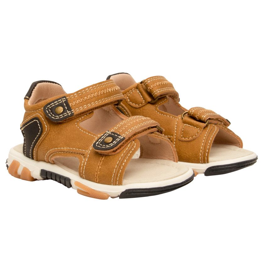 Sandalia camel con doble velcro para bebé niño 