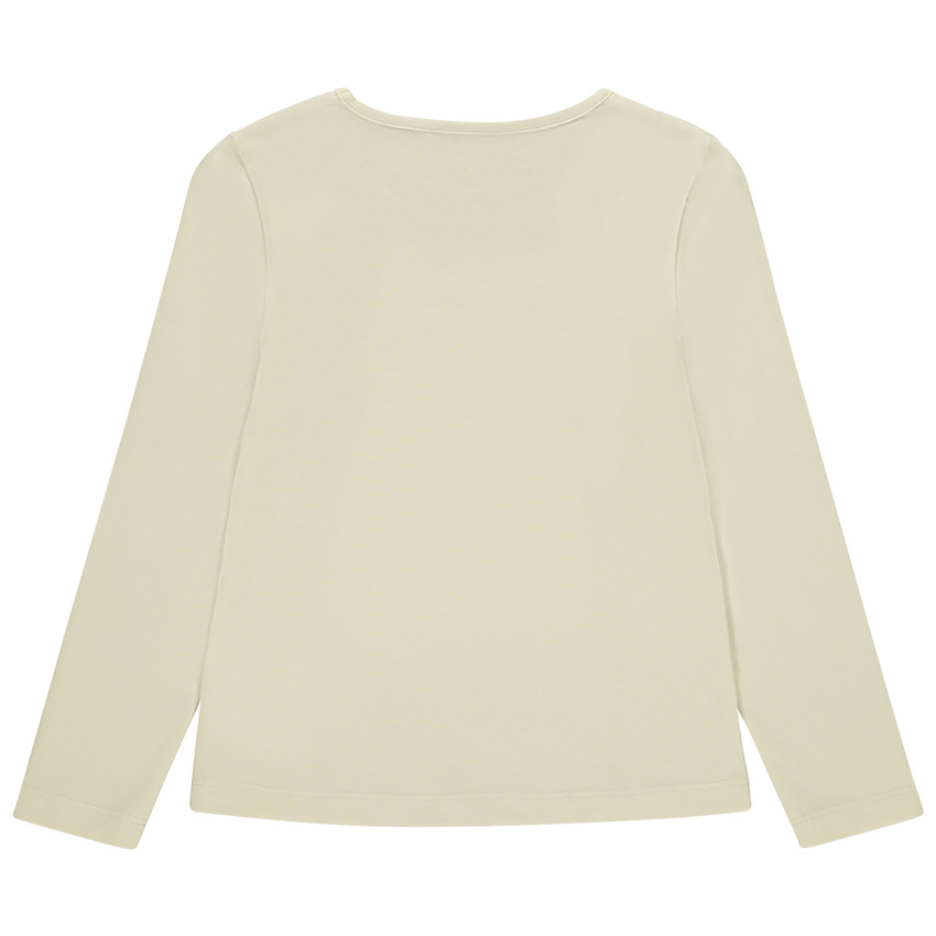 Camiseta de manga larga unicolor con estampado fantasía para niña 