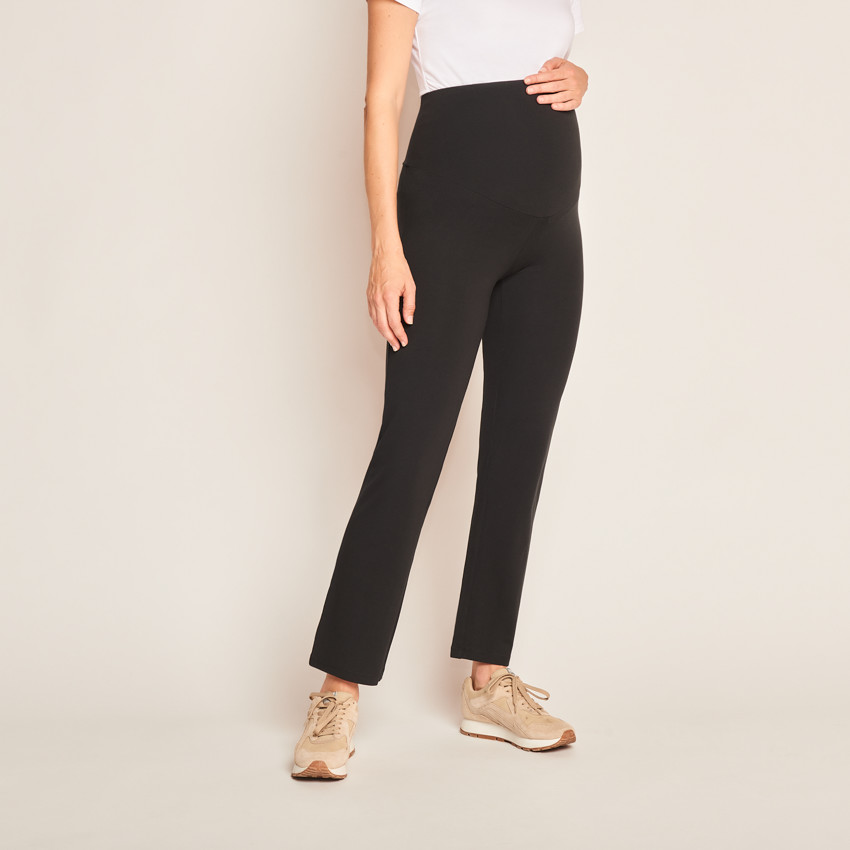 Pantalones para embarazada de corte ancho con banda alta 