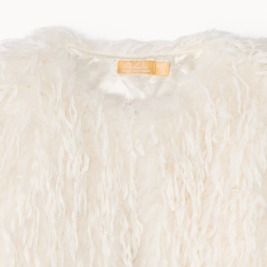 Chaleco bolero de pelaje sintético efecto plumas para niña 