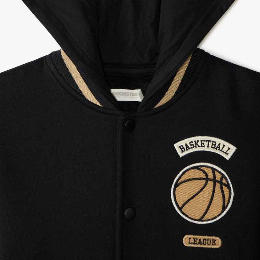 Sudadera tipo teddy con capucha para niño con bordado de baloncesto 