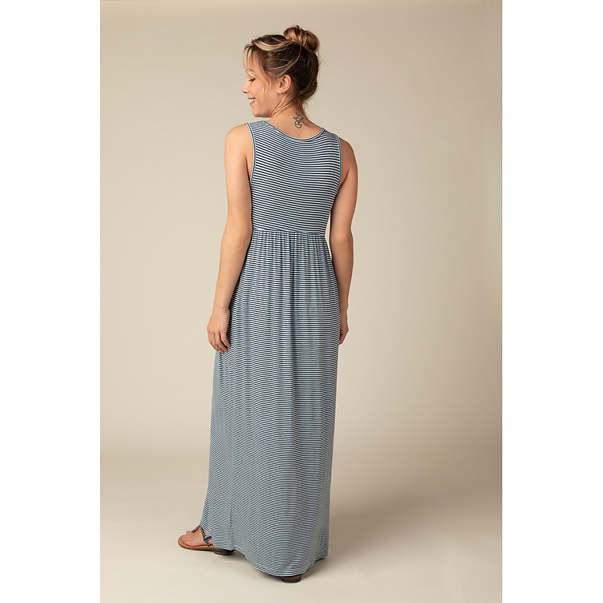 Robe longue de grossesse à rayures  