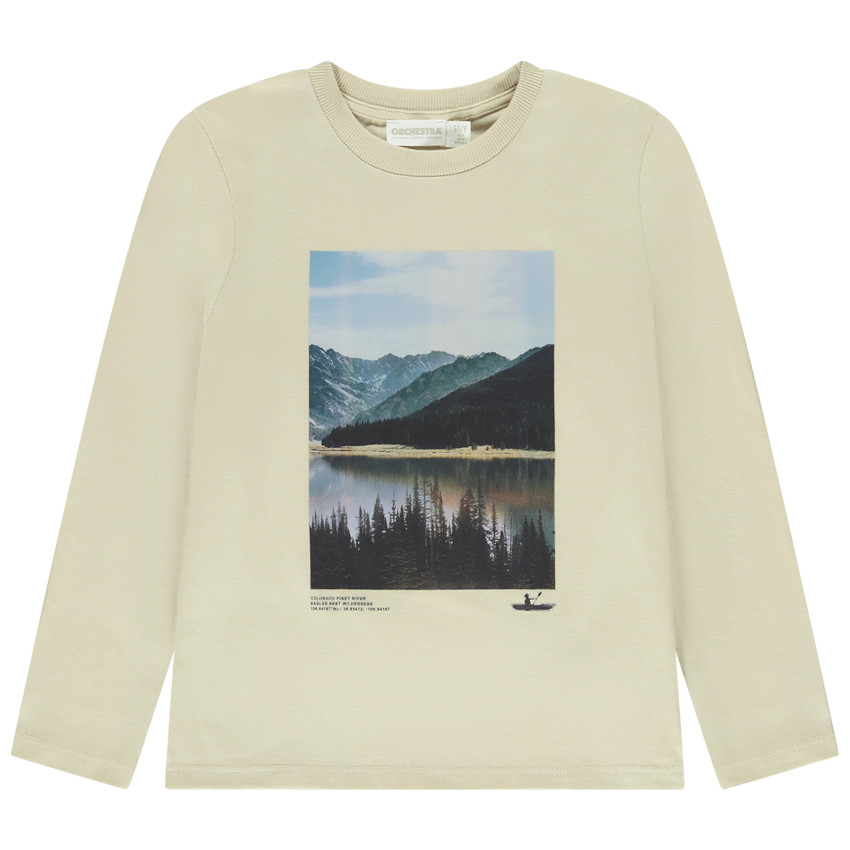 Camiseta de manga larga con estampado efecto foto para niño 