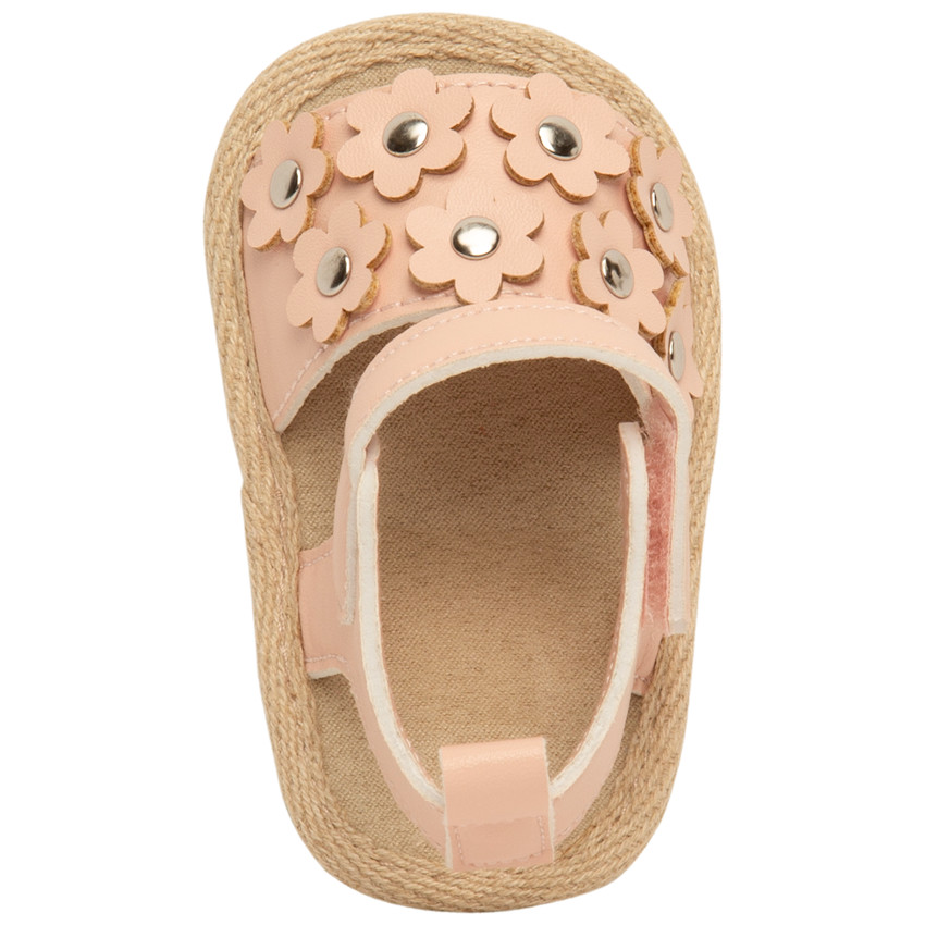 Sandalias de velcro con parches de flores y tachuelas para niña 