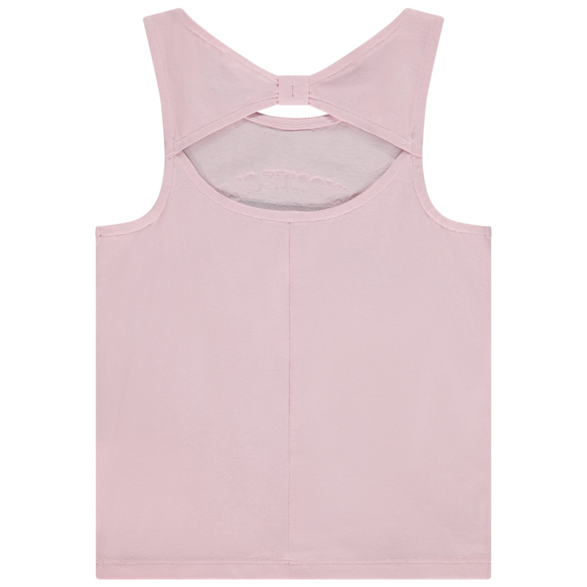 Camiseta sin mangas con motivo de palmeras en relieve y espalda de punto calado niña 