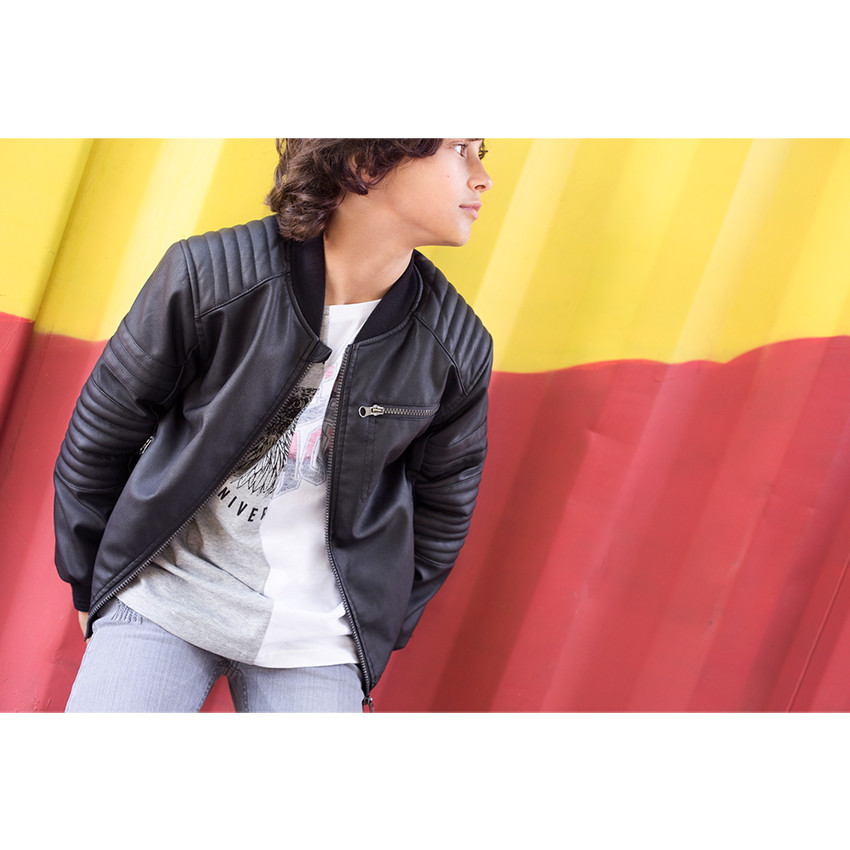 Júnior - Camiseta de manga corta bicolor de punto con estampado 