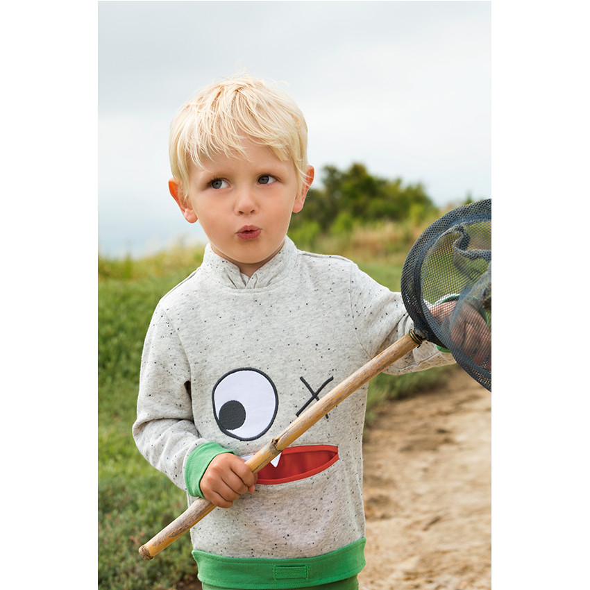 Sudadera efecto neps de felpa con monstros con bordado 