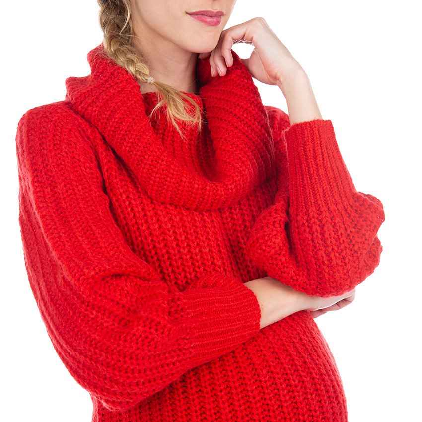 Jersey de premamá con cuello vuelto de punto grueso 