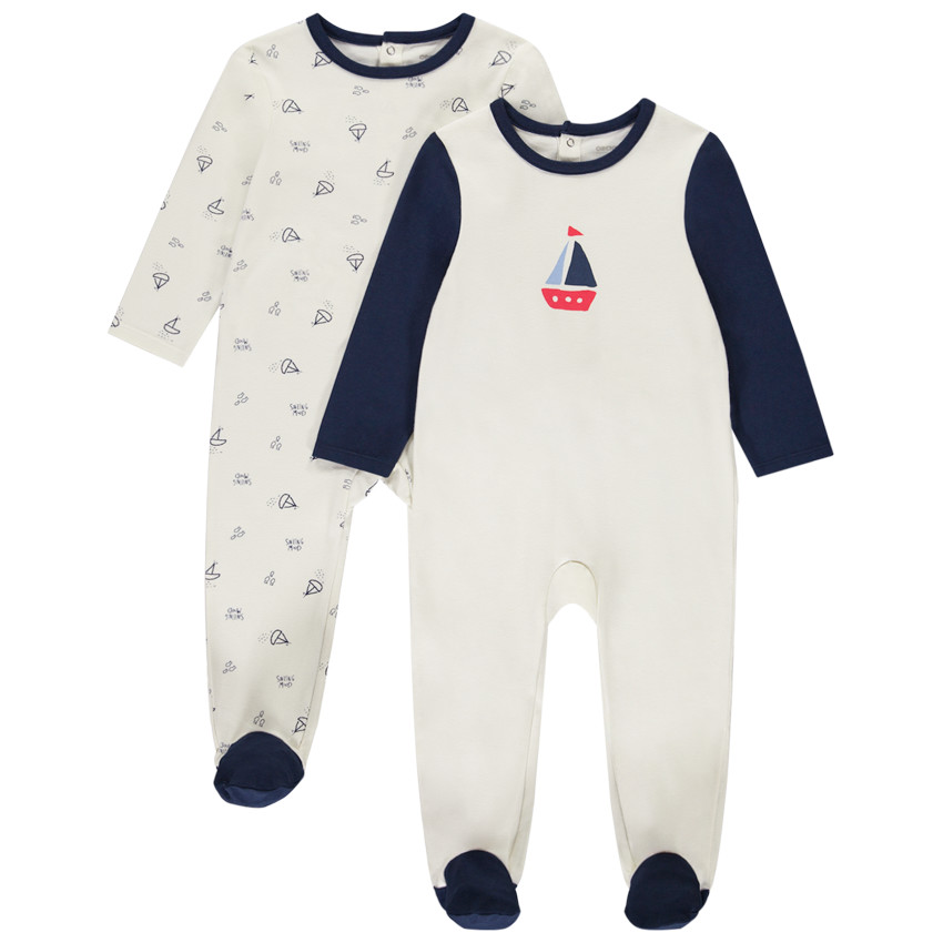 Pack de 2 peleles con motivos marinos para bebé niño con aberturas diferentes según la edad 