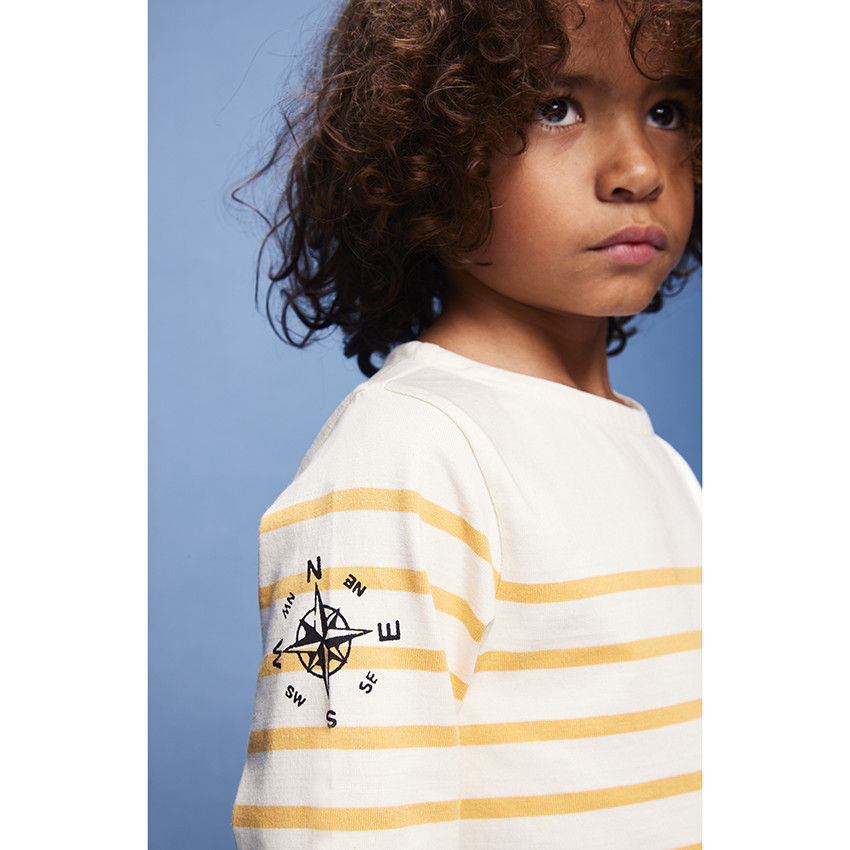 Camiseta marinera de punto grueso para niño con estampado de colocación 
