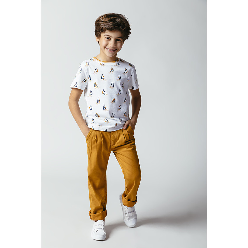 T-shirt manches courtes imprimé bateaux all-over 