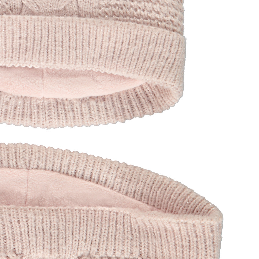 Gorro y snood de punto fantasía para niña 