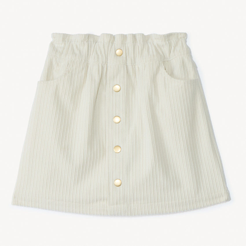 Jupe courte paperbag en velours et boutonnage pour fille  