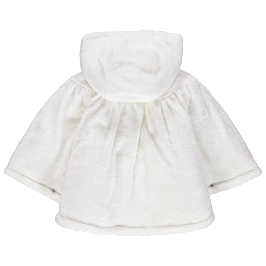 Capa con capucha de borreguillo y bolsillos con forma de corazón 