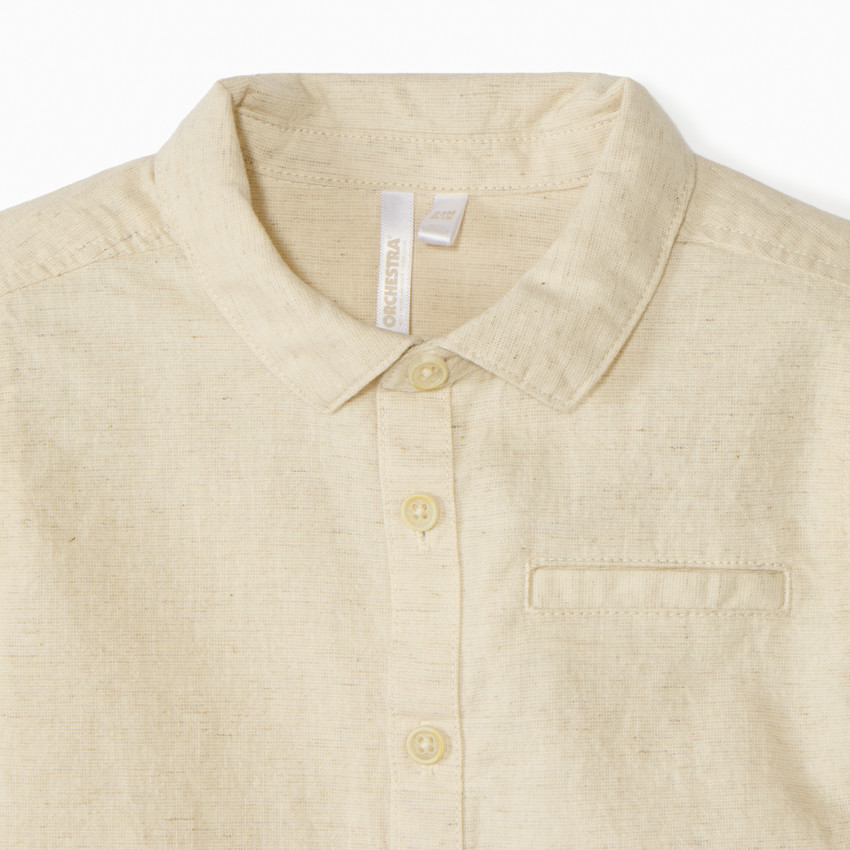 Camisa de manga corta + pajarita de tela para bebé niño 