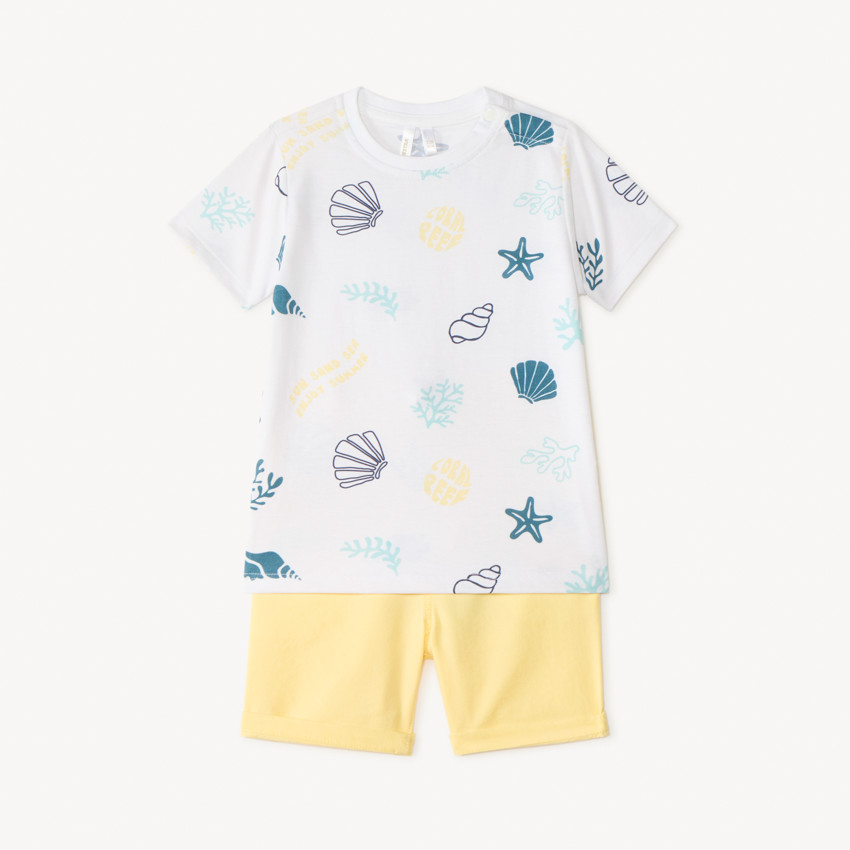 Conjunto corto de 2 piezas, camiseta y bermudas para bebé niño. 