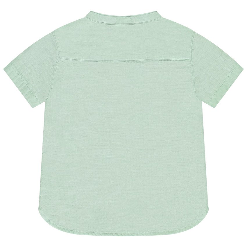 Camisa de manga corta lisa con cuello mao para bebé niño 