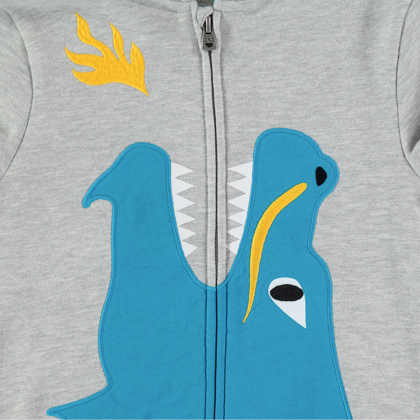 Chaqueta de felpa con capucha y dinosaurio bordado  Additional Chaqueta de felpa con capucha y dinosaurio bordado