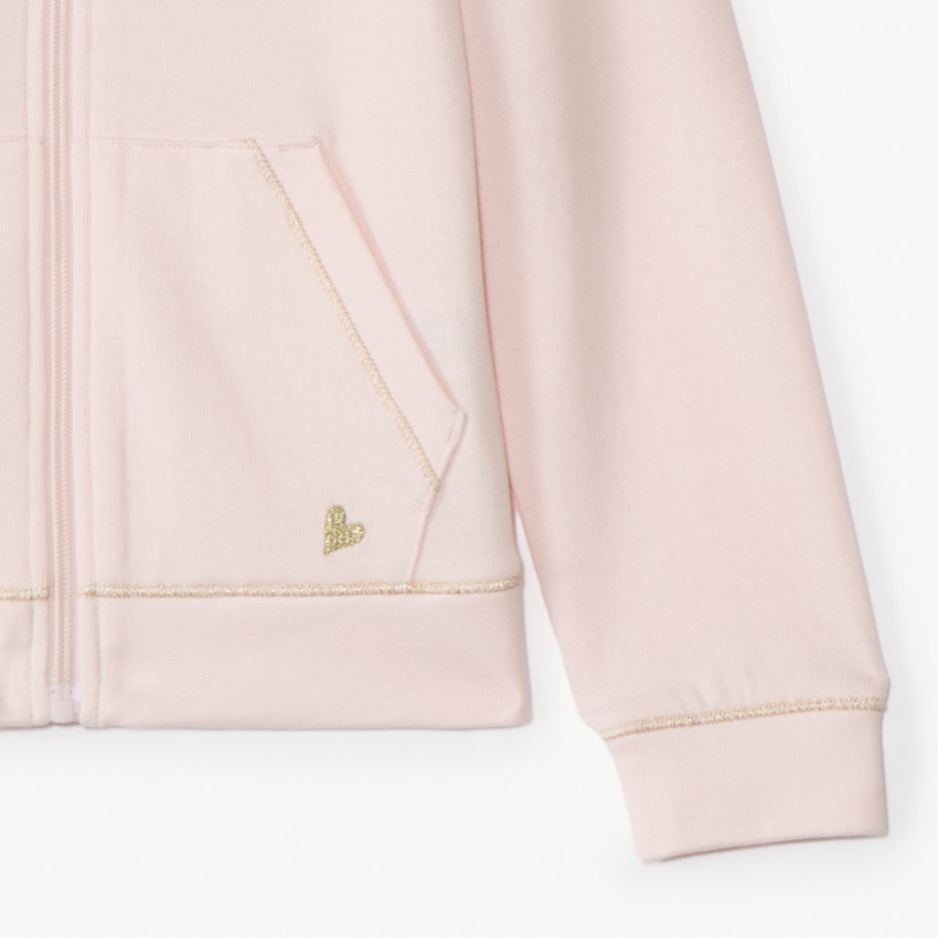 Chaleco de felpa liso con capucha para niña 