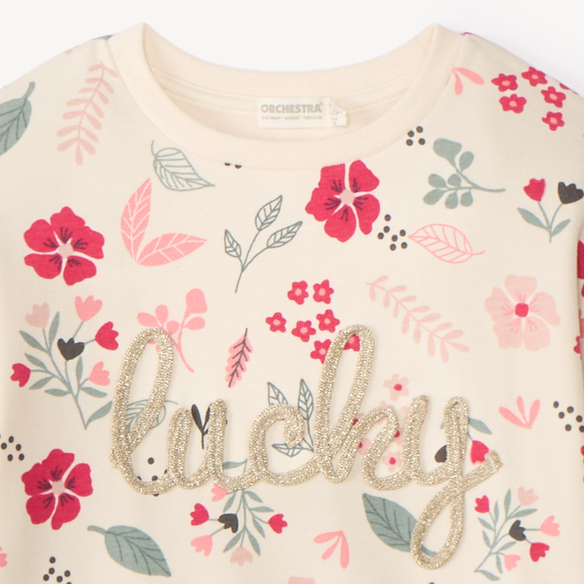 Conjunto de chándal con sudadera estampada de flores para niña 