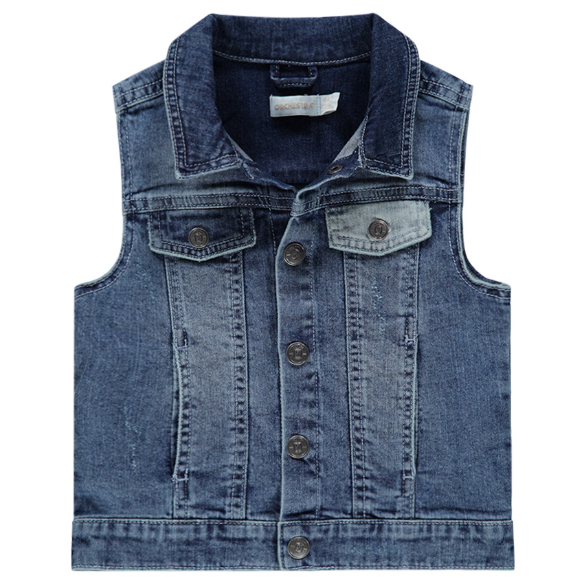 Chaleco vaquero con efecto desgastado y bolsillos  Additional Chaleco vaquero con efecto desgastado y bolsillos