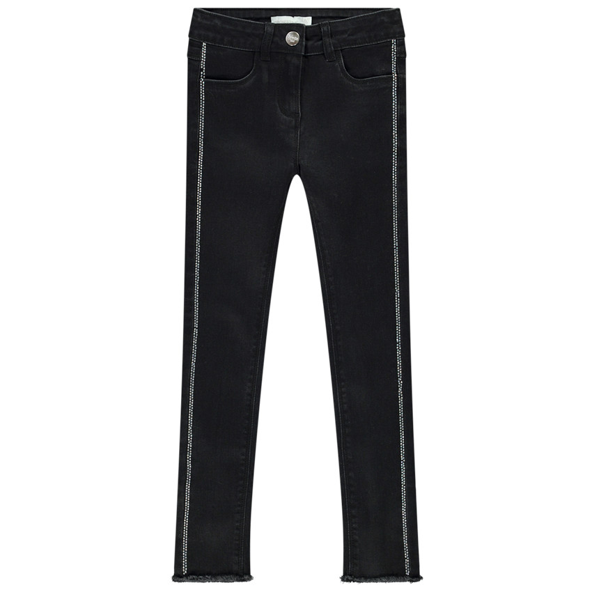 Pantalones vaqueros slim con pedrería para niña 