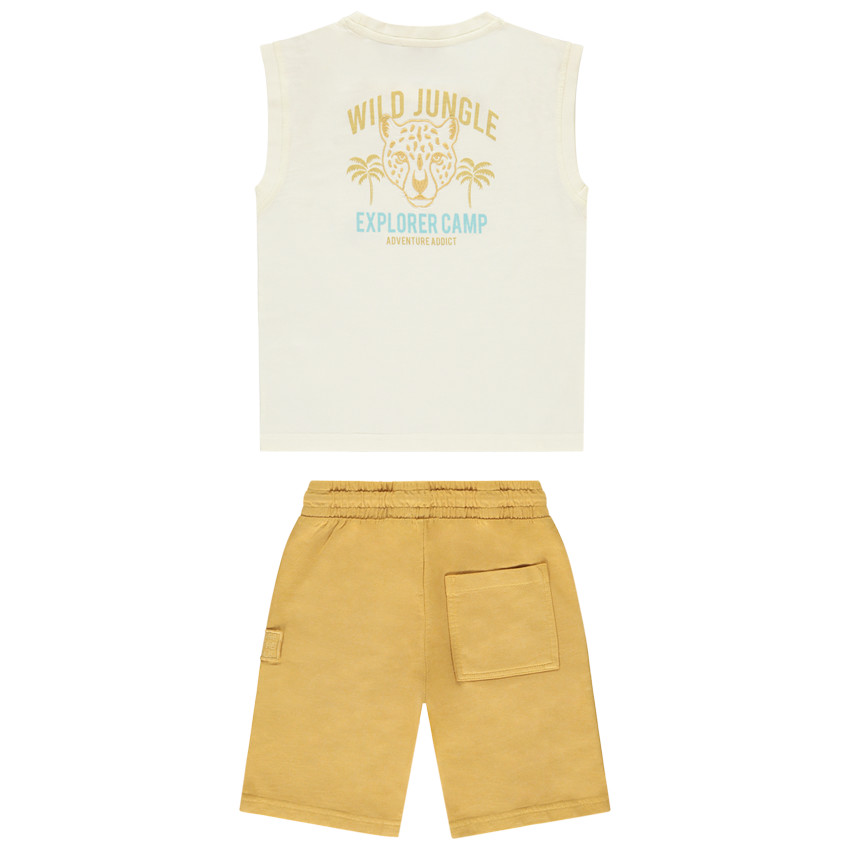 Conjunto de 2 piezas con camiseta sin mangas estampada para niño 