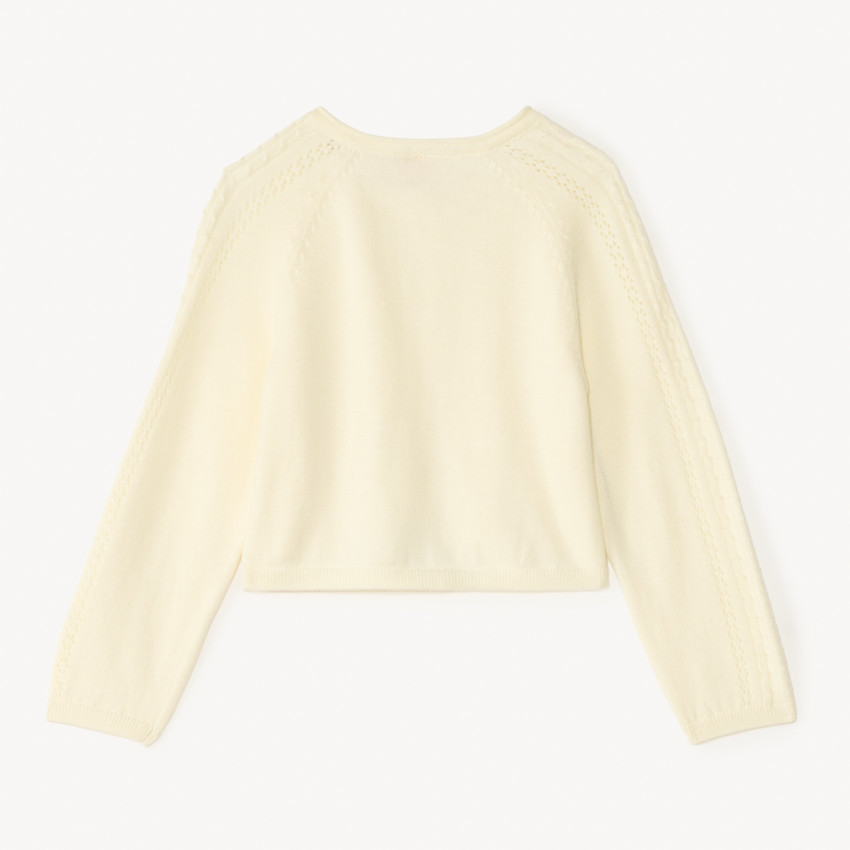 Bolero de manga larga de punto calado para niña bebé 