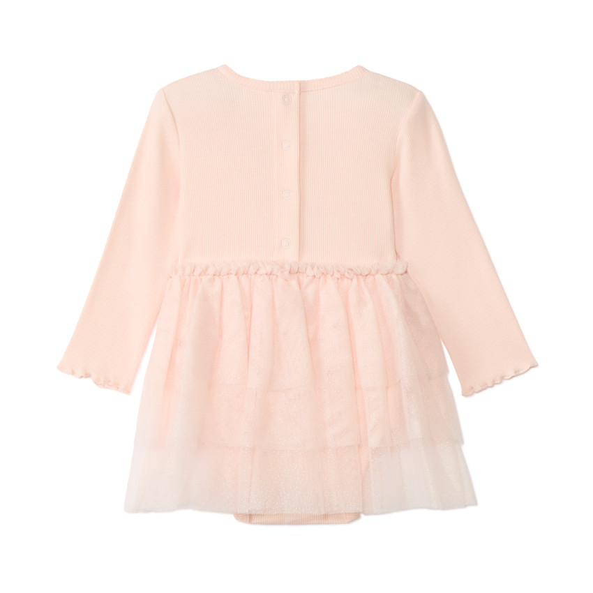 Ropa body efecto 2 en 1 con tul brillante para bebé niña 