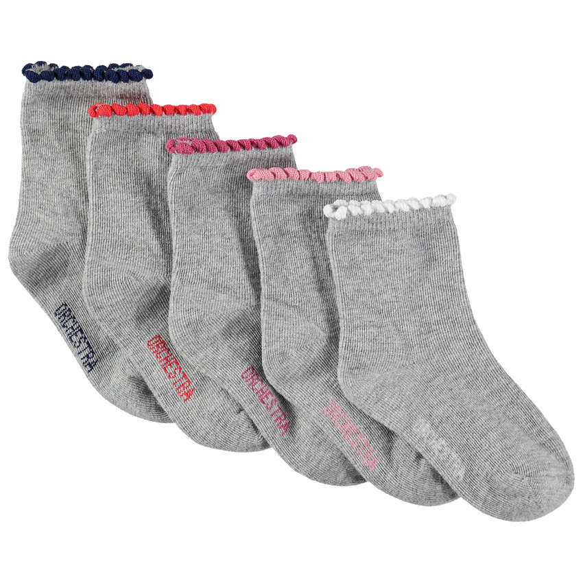 Juego de 5 pares de calcetines con bordes acanalados de fantasía que contrasta Main Juego de 5 pares de calcetines con bordes acanalados de fantasía que contrasta