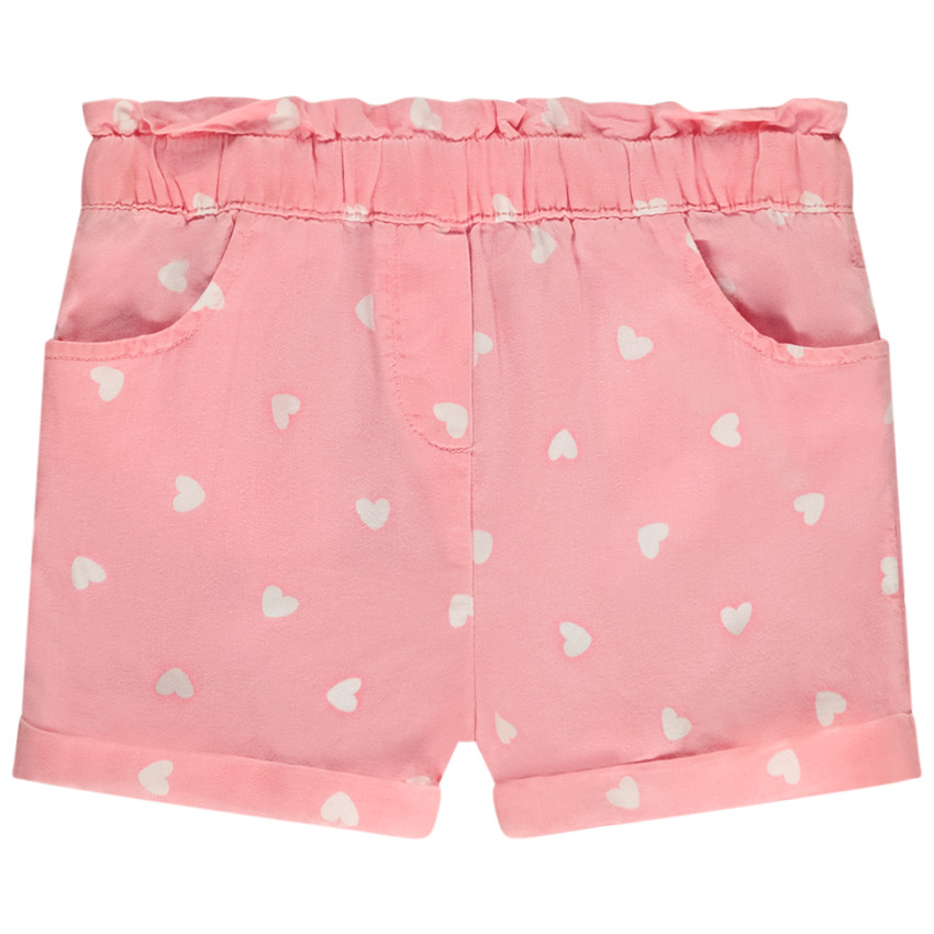 Short de lona estampado corazones para bebé niña 