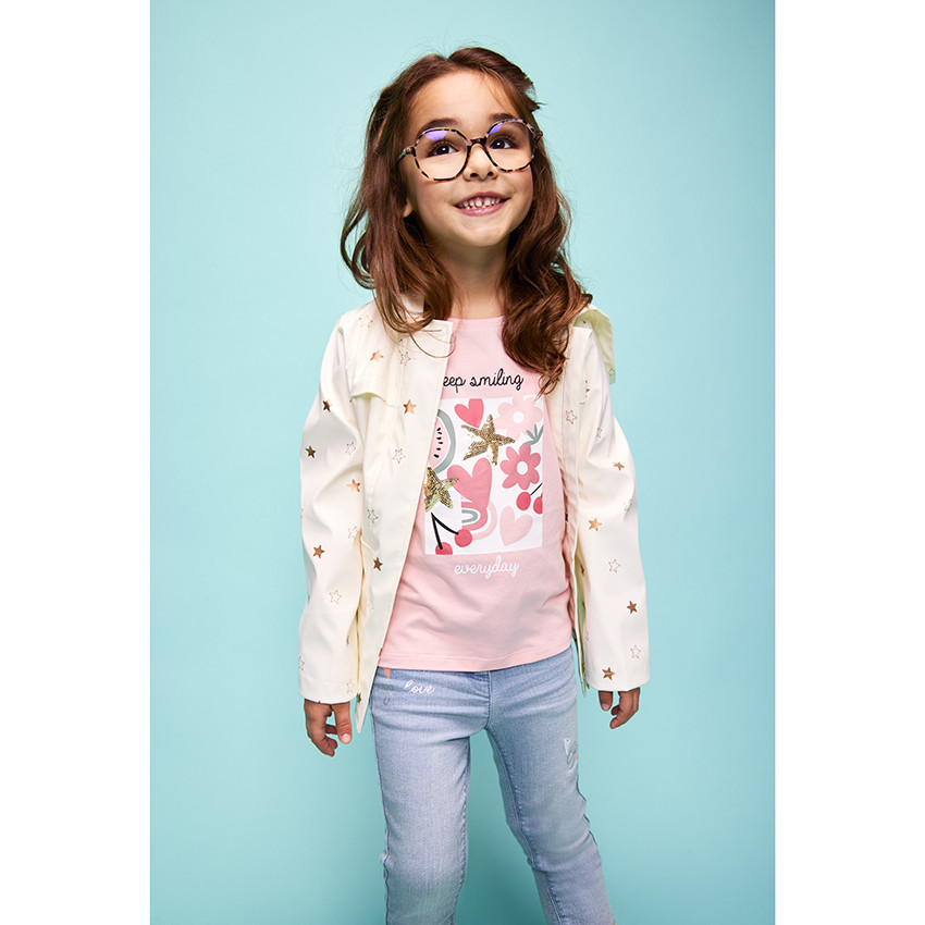 Parka goma con capucha forrada de jersey y estampado de estrellas para niña  Additional Parka goma con capucha forrada de jersey y estampado de estrellas para niña