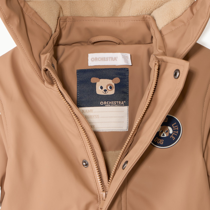 Parka uni marron avec capuche oreilles ludiques pour bébé garçon  