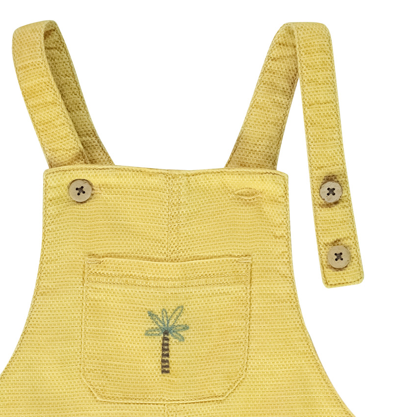 Pelele corto de tela con bordado para bebé niño 