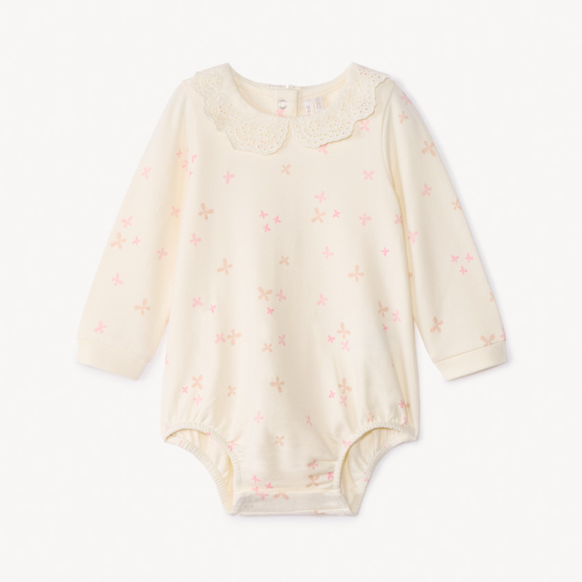 Body manches longues à col claudine brodée pour bébé fille 