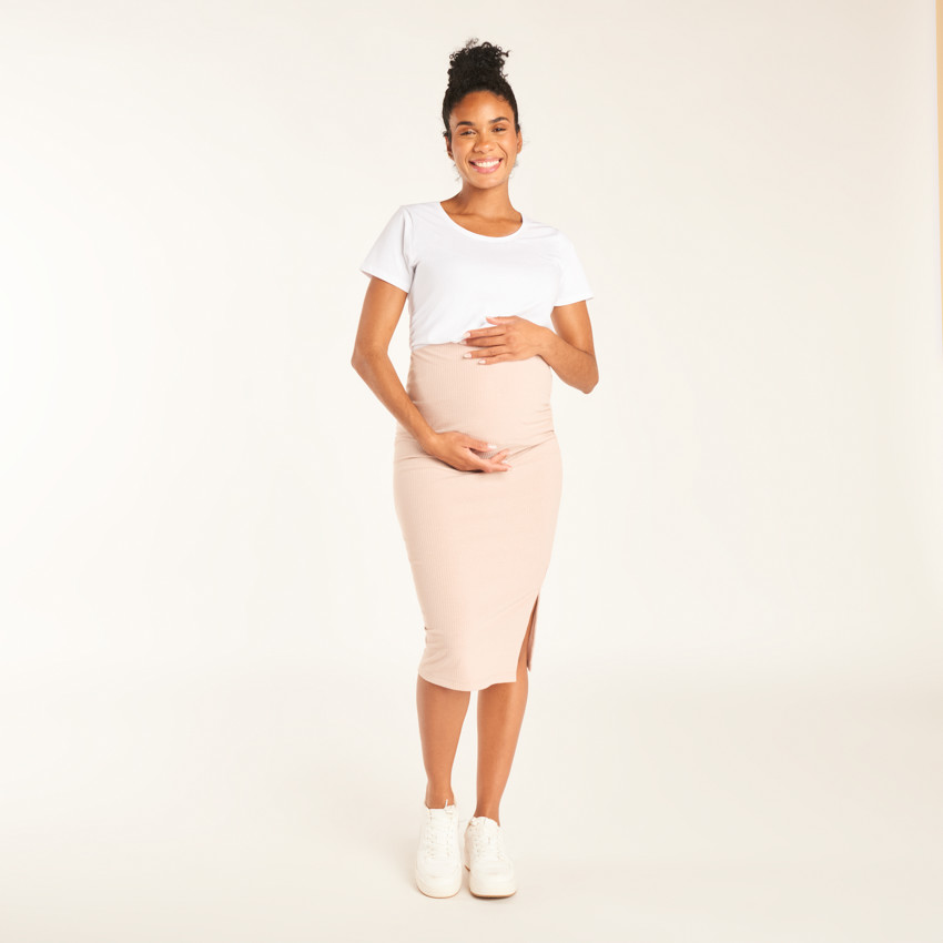 Falda larga ajustada lisa para mujer 